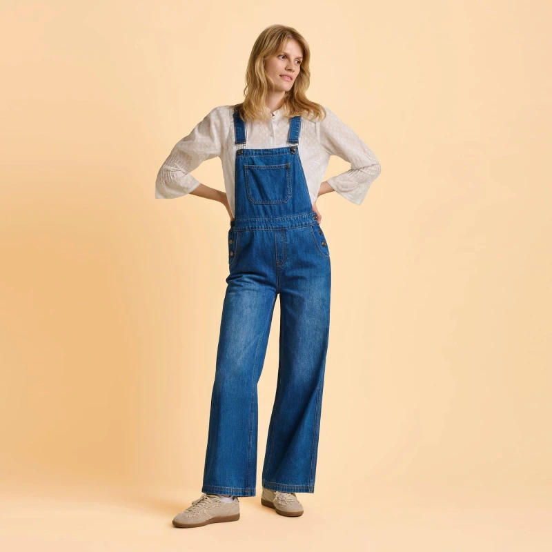 Image of Brakeburn Womens Leia Denim Dungarees in Navy Size: 10 Navy Female 10