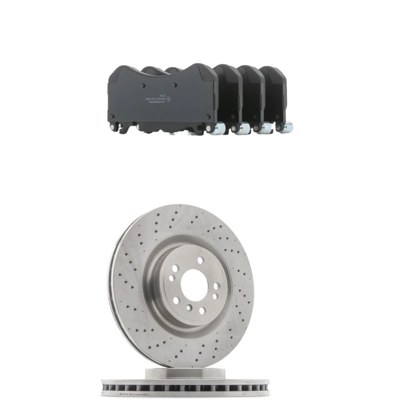 Image of RIDEX 3405B2976 Brake disc and pads set Front Axle, Brake Disc Type: perforated/vented, prepared for wear warning indicator Brake Set,disc brakes (34