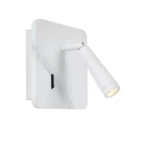 Image of Oregon Modern Bedside Lamp - LED - 1x4W 3000K - With USB charging point - White
