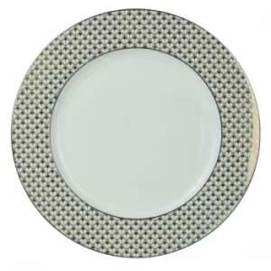 image of Deco Glam Dinner Plate with Square Detail Black and Gold 27cm