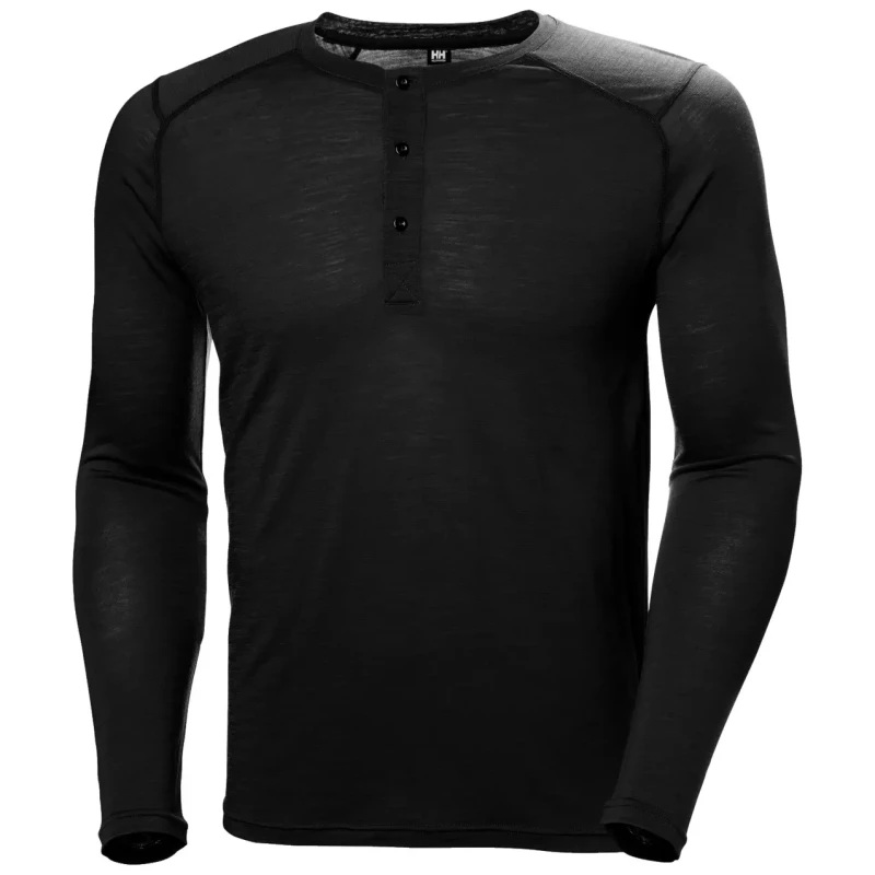 Image of Long sleeve T-Shirt Helly Hansen Durawool Henley Noir Male 2XL