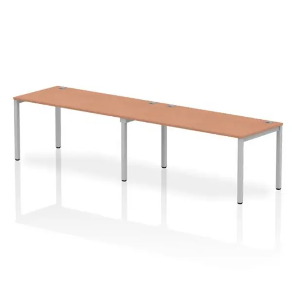 Image of Impulse Bench Single Row 2 Person 1600 Silver Frame Office Bench Desk Beech