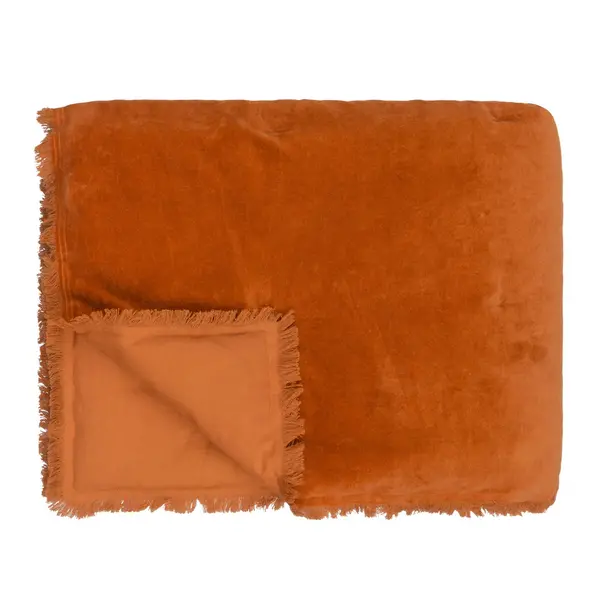 Image of Yard Jaye Filled Fringed Bedspread Burnt Orange