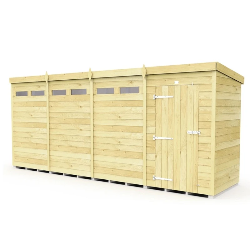 Image of Buttercup Farm 16 x 4 Feet Pent Security Shed - Single Door - L118 x W474 x H201cm in Brown Brown Unisex