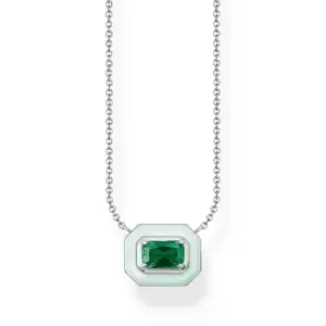 THOMAS SABO Silver Pastel & Emerald Green Octagon Necklace