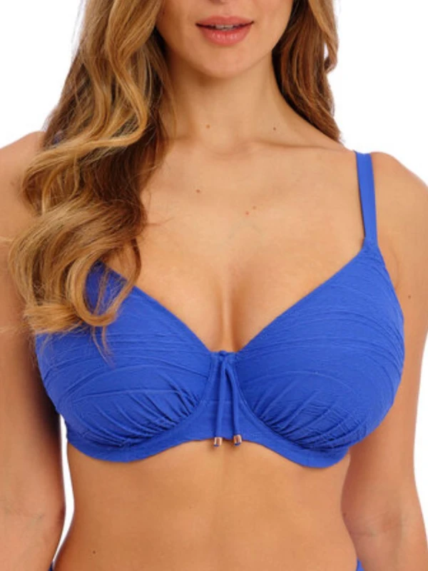 Image of Fantasie Womens underwired pleated swimsuit top Fantasie Beach Waves Ultramarine Bleu Female 80D
