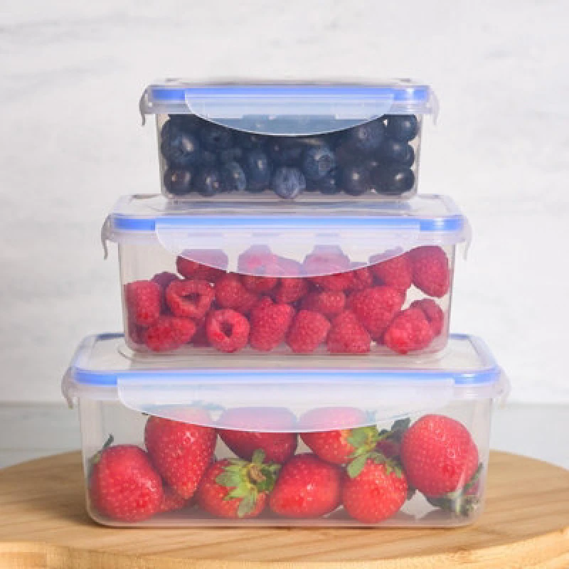Image of OHS OHS 3 Pack Food Storage Square Plastic Airtight Tuppelware With Lid in White White One Size Unisex 5027434184521