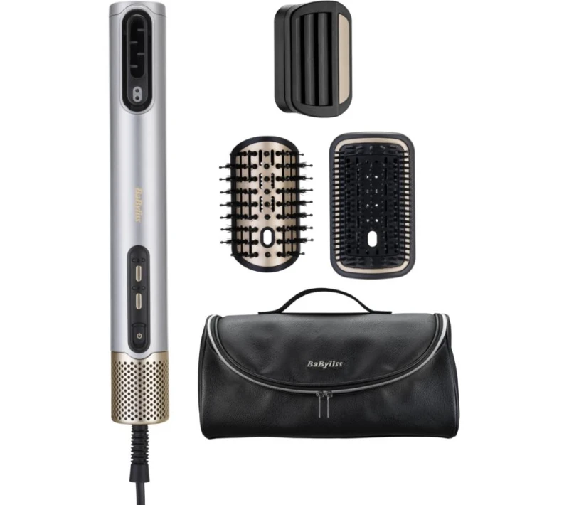 Image of Babyliss Air Wand Hair Dryer, Styler & Straightener All-in-One - Silver (Limited Edition), Silver/Grey 3030053465553