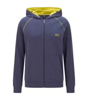 image of Hugo Boss Black Zip-up Contrast Trim Hoodie In Mid Blue - Size S