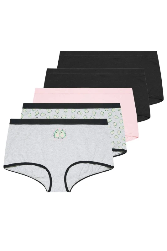 Image of Yours Womens 5 Pack Avocado Print Shorts Size: 18-20 Multicolor Female 18-20
