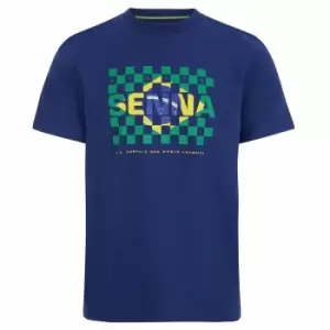 image of Ayrton Senna FW Mens Flag Tee (Navy)