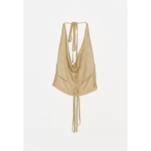 image of Missguided Metallic Cowl Cami Top - Gold