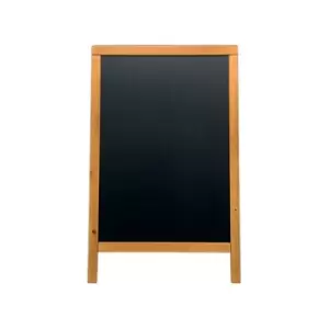 image of Securit Duplo Double-sided Pavement Chalkboard with Lacquered Teak Frame 570x68x895mm SBDW-TE-85