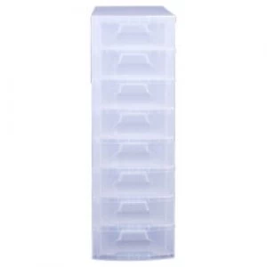 Image of Really Useful Box 8 x 7 Litre Plastic Drawer Unit Transparent 300 x 420 x 925 mm