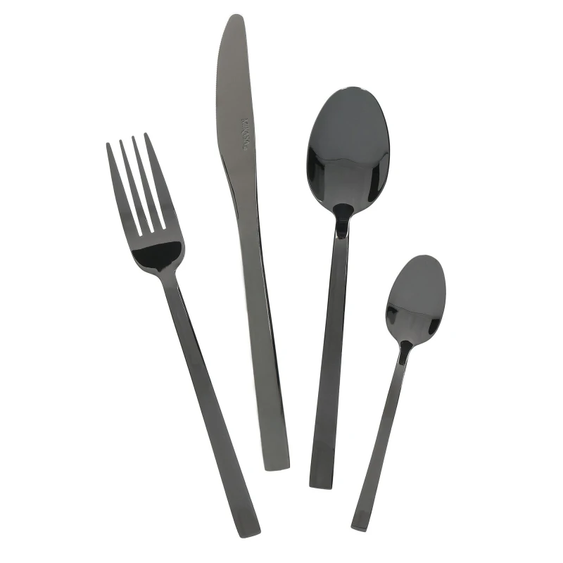 Image of Mikasa Ciara Diseno Stainless Steel Black Gift Boxed 16 Piece Cutlery Set Tableware Gift Black