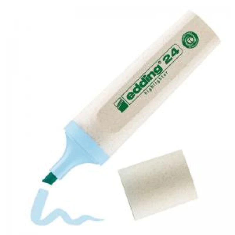 Image of edding 24 EcoLine Highlighter Pen Chisel Tip 2-5mm Line Pastel Blue (Pack 10) - 4-24139