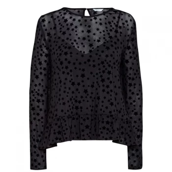 Image of Jack Wills Shellingford Flocked Star Top - Black