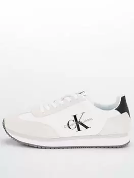 Image of Calvin Klein Jeans Retro Runner 1 Trainers - Bright White, Bright White, Size 46, Men