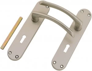 image of Wickes Dante Locking Door Handle - Satin Nickel 1 Pair