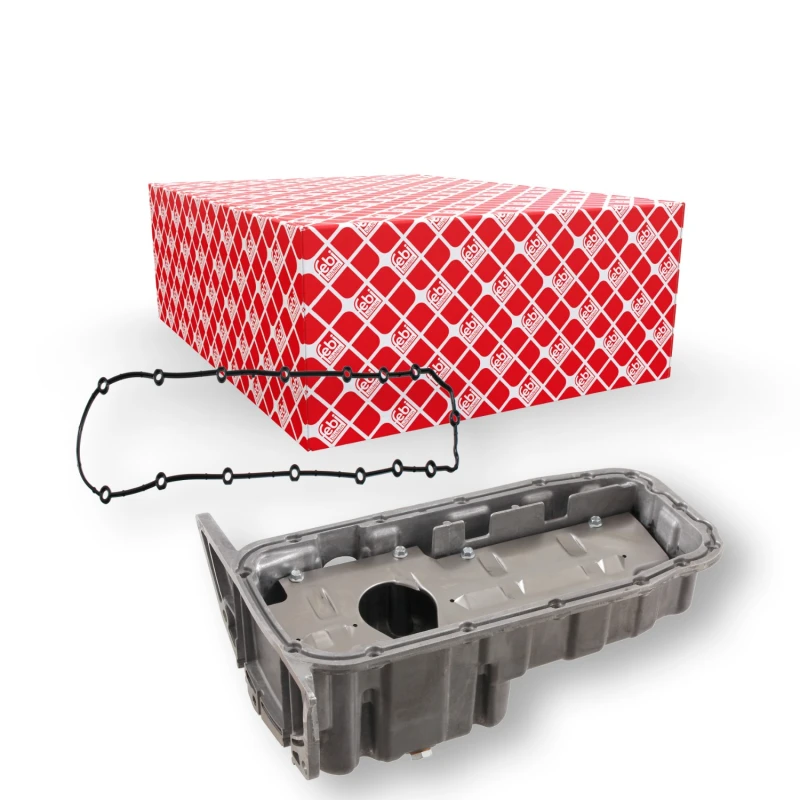 Image of FEBI BILSTEIN 29472 Oil Sump febi Plus with oil sump gasket, Cast Aluminium, with oil drain plug Oil Pan (592)