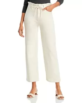 Paige Carly Tie Waist High Rise Wide Leg Jeans in Warm Ecru