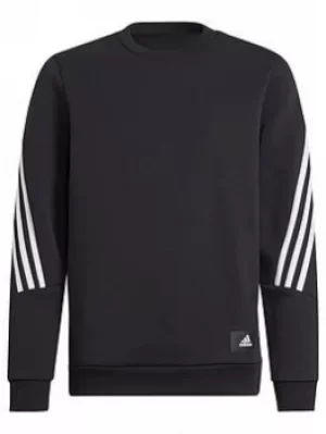 Image of adidas Junior Boys Fi 3s Crew, Black/White, Size 11-12 Years