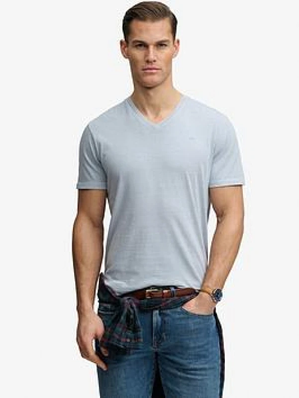 Image of Superdry V-neck T-Shirt Superdry Classic Bleu Male M