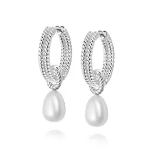 Image of Daisy London 925 Sterling Silver Treasures Double Rope Pearl Drop Earrings Sterling Silver
