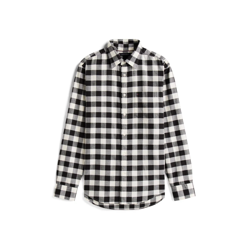 Image of Tommy Hilfiger Mens Buffalo Check Long Sleeve Shirt Black 0MD male S