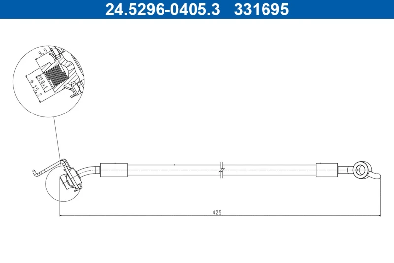 Image of ATE 24.5296-0405.3 Brake Hose without banjo bolt Brake Hose (83)