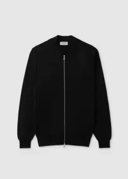 image of John Smedley Mens Maclean Full Zip Jacket In Black