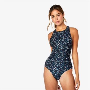 image of Jack Wills Longton Cross Back Swimsuit - Navy Print