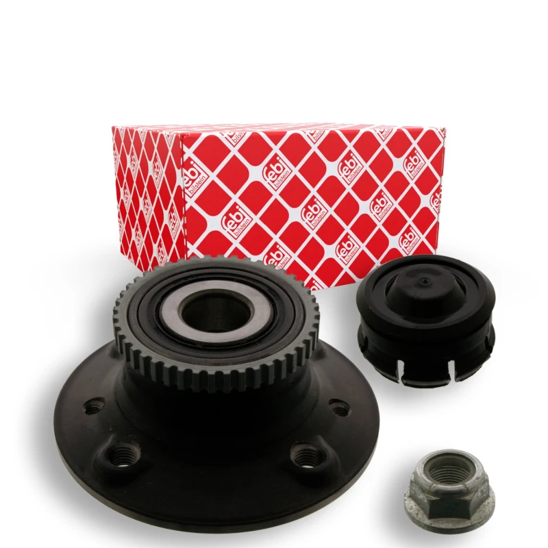 Image of FEBI BILSTEIN 39252 Wheel bearing kit with axle nut, Rear Axle Right, with wheel hub Wheel Bearing Kit (654)