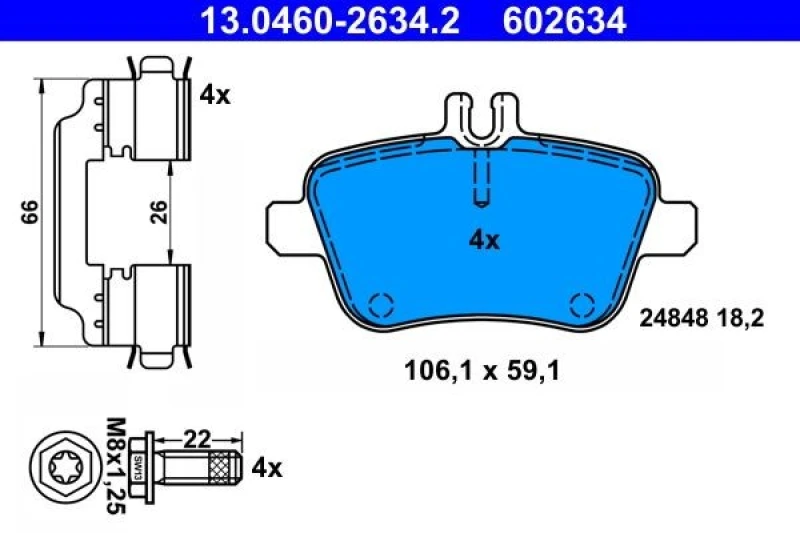Image of Brake pad set ATE 13.0460-2634.2