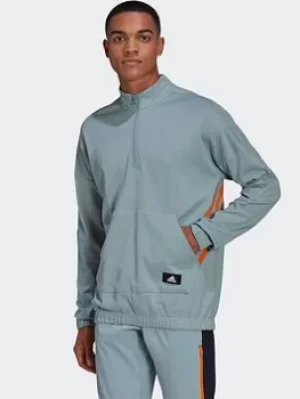 Image of adidas TRVL 3-Stripes 1/4-Zip Sweatshirt, Black, Size L, Men