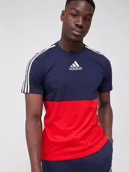 Image of adidas Colourblock T-Shirt - Navy/Red/White, Navy/Red/White Size M Men