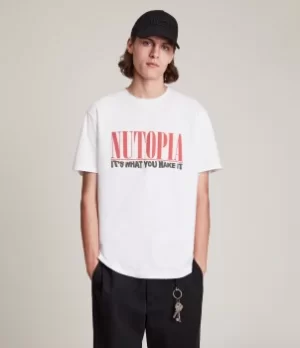 Image of AllSaints Mens Ninety Crew T-Shirt, Chalk White, Size: M