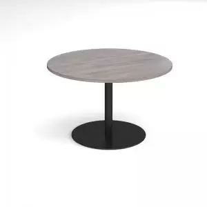 image of Eternal circular boardroom table 1200mm - Black base and grey oak top