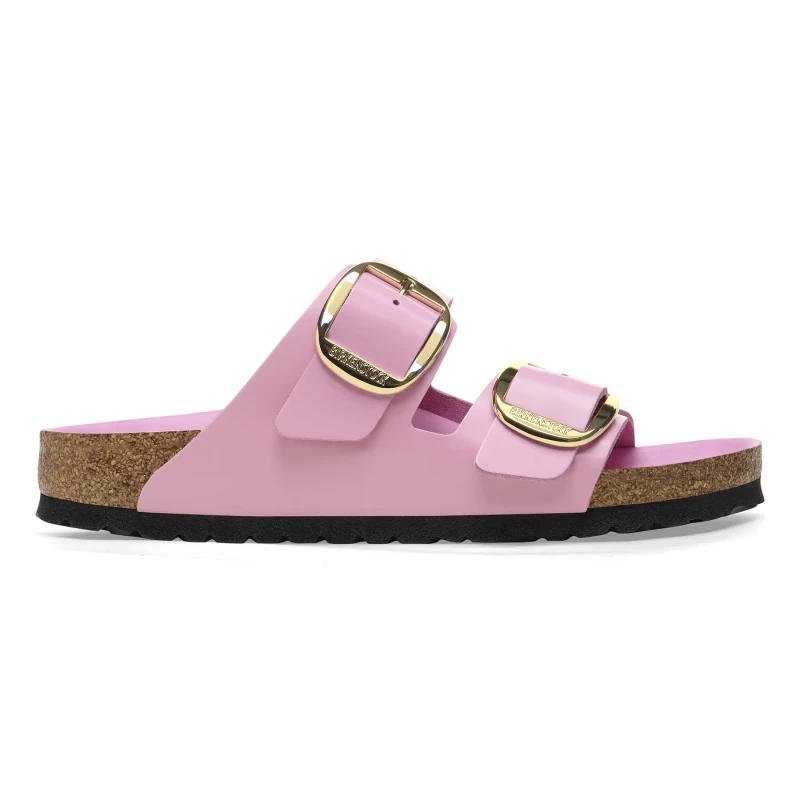 Image of Birkenstock Womens mules Birkenstock Arizona Big Buckle Natural Leather Patent Rose Female 36