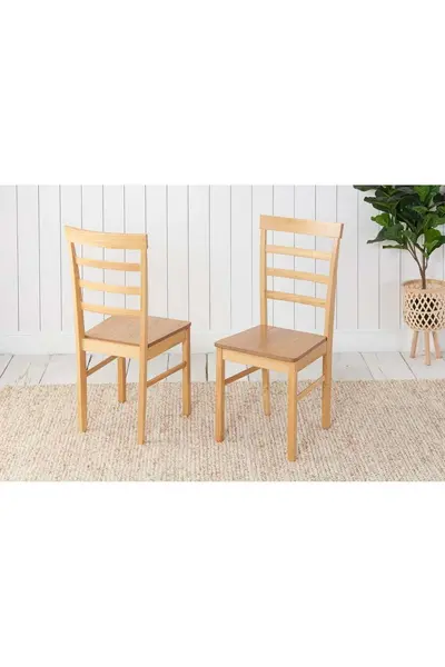 image of Birlea Pair of Upton Ladder Back Chairs Brown