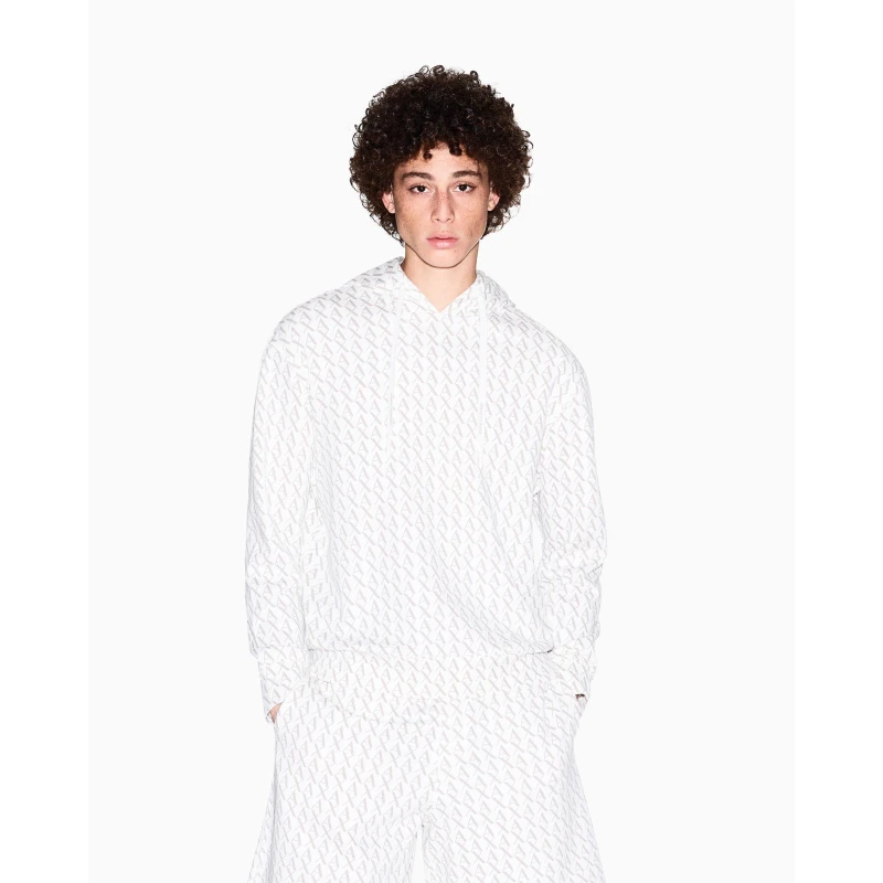 Image of Armani Exchange Logo Hoodie Ash/White F0017 male S