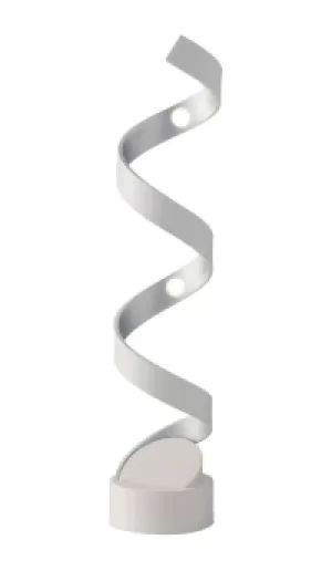 Image of Helix Integrated LED Swirl Effect Table Lamp, White, Silver, 4000K