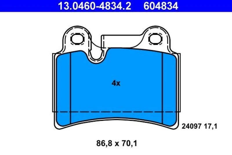 Image of ATE 13.0460-4834.2 Brake pad set excl. wear warning contact Brake Pad Set,disc brake (402)
