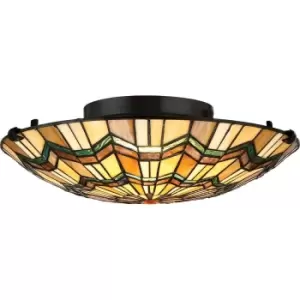 Image of 2 Bulb Flush Light Low Ceiling Valiant Bronze LED E27 60W Bulb