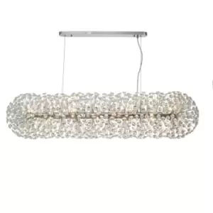 image of Luminosa Salisbury Oblong Linear Ceiling Pendant 14 Light G9 Polished Chrome, Crystal (44 extra sets of crystal)