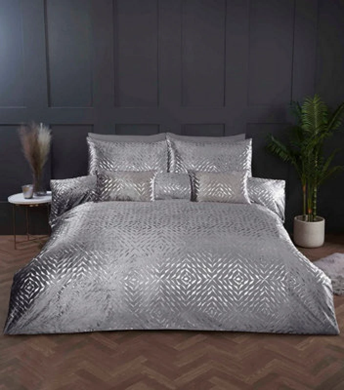 Image of RAPPORT HOME Rapport Bellagio Duvet Cover Set Grey King HSD00008