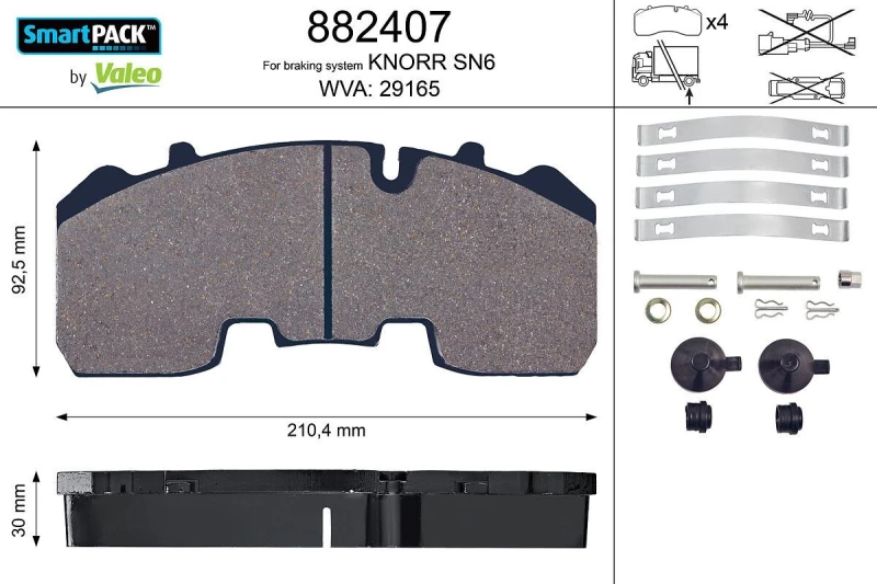 Image of Brake pad set VALEO 882407