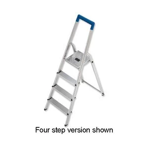 image of Folding Aluminium Ladder 3 Non Slip Ribbed Steps