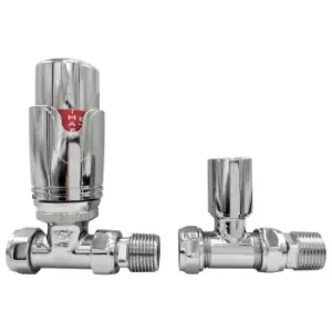 Image of Chrome Thermostatic Straight Radiator Valves
