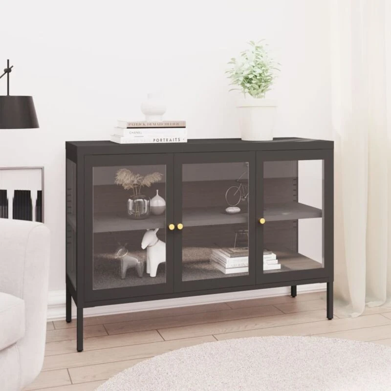 Image of VIDAXL Sideboard Anthracite 105x35x70cm Steel and Glass vidaXL 8720286564349